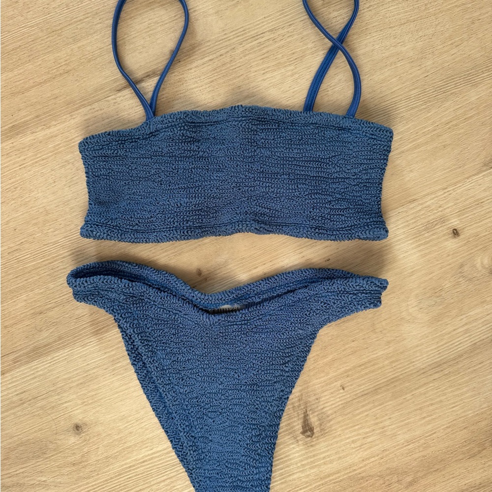 Blue Knit Bikini Set